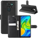 Pouzdro Litchi PU kožené peněženkové Xiaomi Redmi Note 9 - černé