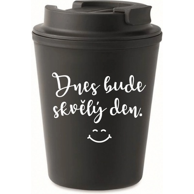 Giftela DNES BUDE SKVĚLÝ DEN. černý termohrnek 300 ml