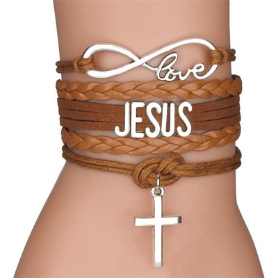 CAB náramok Love Jesus hnedý DZEB0081-brown