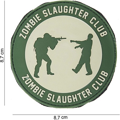 Gumová nášivka 101 Inc nápis Zombie Slaughter Club - olivová