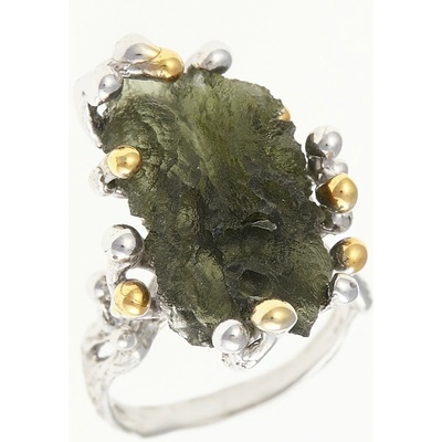 My Moldavite Stříbrný prsten s přírodním vltavínem 9203