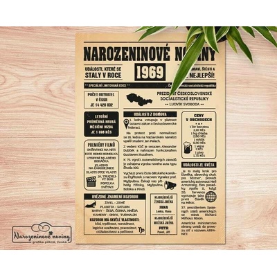 Narozeninové noviny 1969 - jednostranné - Blíženci, Starý papír