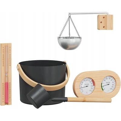 Sauna kýbl sada 5 pcs Černá 8,5 x 8 x 4,5 cm Hliník