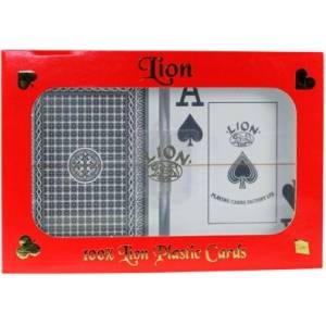 LION Карти за игра 100% Plastic Lion Red 4 Index
