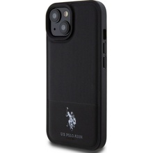 U.S. Polo PU Leather Mesh Pattern Double Horse iPhone 15 černé