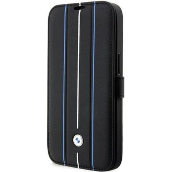 BMW Калъф BMW BMBKP14L22RVSK за iPhone 14 Pro 6.1"", черен / черен, Leather Stamp Blue Lines (BMW000539-0)