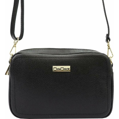 MiaMore dámská kabelka 01-063 Dollaro přírodní kůže černá listonoška crossbody