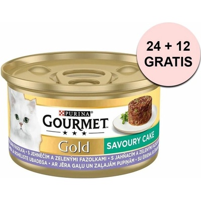 Gourmet Gold Savoury Cake s jehněčím a zelenými fazolkami 24 x 85 g