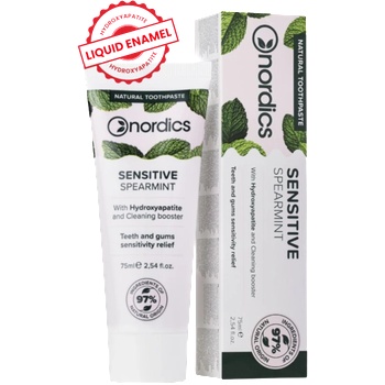 Nordics Sensitive Spearmint Натурална реминерализираща паста за чувствителни зъби с „течен емайл (NORSENS)