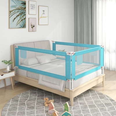 vidaXL Ограничител за бебешко легло, син, 160x25 см, плат (10212)