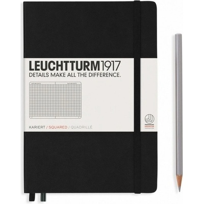 Leuchtturm1917 Zápisník Black Medium A5 čtverečkovaný