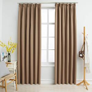 Pure Line Home Плътни завеси в цвят таупе с перделък, 2 бр. , 140 x 245 см - zalegloto - 51,05 лв