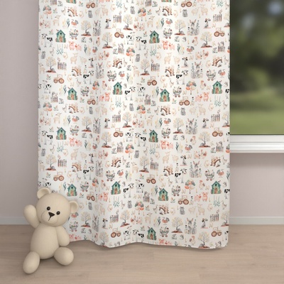 Biante Detský bavlnený záves Sandra SA-563 Zvieratká na farme na bielom 150x170 cm