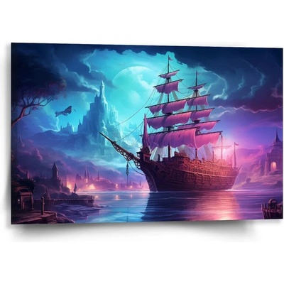 Sablio Obraz Magická plachetnica pod mesiacom - 60x40 cm