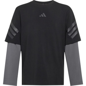adidas Детска блуза с дълъг ръкав adidas Kid's Future Icons 2-In-1 Long Sleeve T-Shirt Longsleeve - Black / Grey Five / Black - размер 164 (EU) (704-6490-0114)