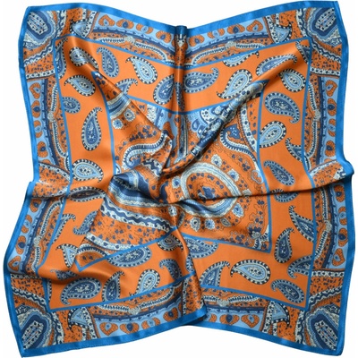 hedvábný šátek oranžovo-modrý