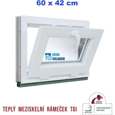 ERKADO Plastové okno 600 x 420 mm sklopné, Bílé / Antracit