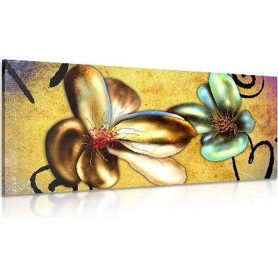 Obraz zajímavé vintage květiny - 200x100
