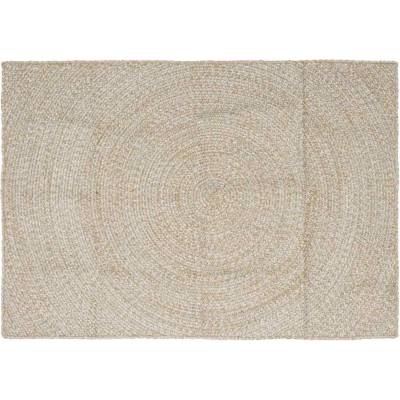 Pure Line Home Килим от юта, кръгла плетка, натурално и бяло