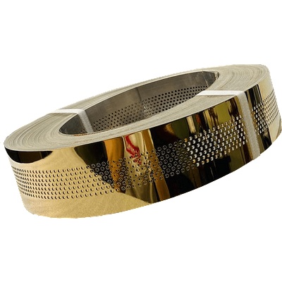 Огледална Декоративна Стоманена Лайстна | Цвят: Злато Перфорирана | 50 мм