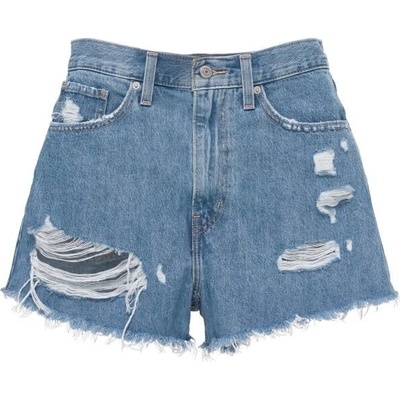 Levi's HIGH WAISTED MOM SHORT Dámské džínové kraťasy světle modrá