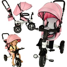 Trike Fix V3 bicykel kočík 3v1 otočný 360 ružový