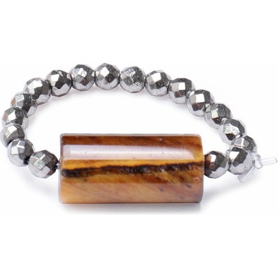 Nefertitis Tygří oko váleček prsten elastický s hematitem NF2362