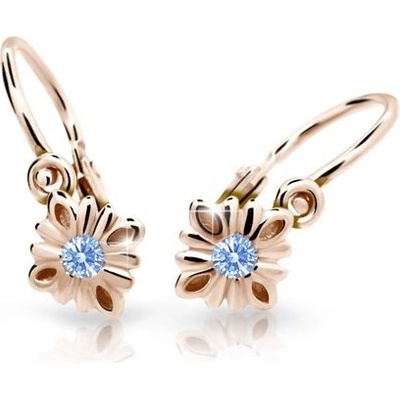 Danfil dětské náušnice C2261 z růžového zlata s kamínky Arctic Blue zapínání brizura