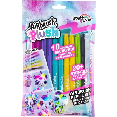 Canal Toys Маркери за аерограф Canal Toys - Airbrush Plush, 10 броя, с шаблони (CTOFG256)