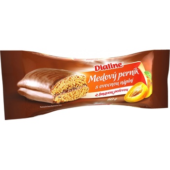 Dialine Medový perník s ovocnou náplní a tmavou polevou 60 g