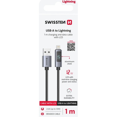Swissten 71551071 lcd usb-a / lightning 1m