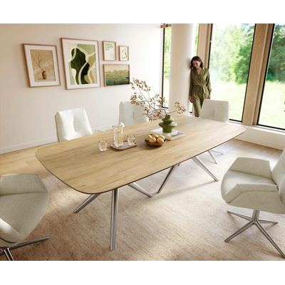DELIFE Edge Boot 240 x 120 cm keramika Laminam Sabbia dubová Estelar kulatý nerezová ocel
