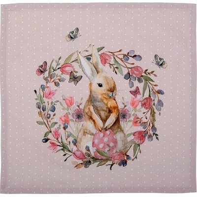 Clayre & Eef bavlnené obrúsky s zajačikom Happy Bunny 40x40 cm 6ks