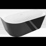 Mexen Oval свободностояща вана за стена 150 x 75 см, бяла/черна, бял преливник (52671507575-20)