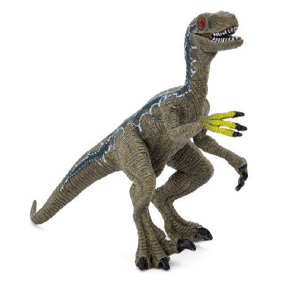 Team Zappi Co Dino Figure - Velociraptor Blue / Grey - Green