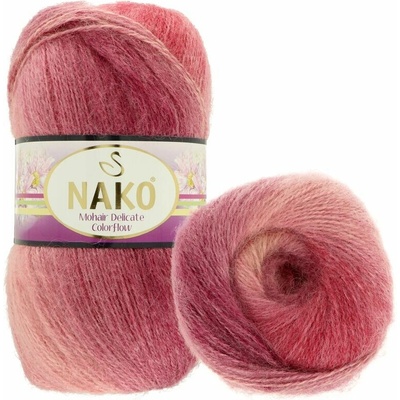 Nako Mohair Delicate Colorflow 28204 červeno ružová