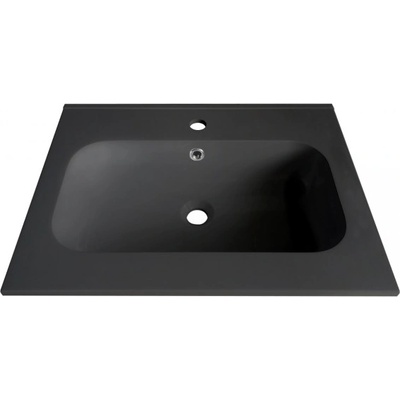 Inter Ceramic Мивка за баня от смола 64х51см Арт, черен мат за шкаф (6451-4 / 2)