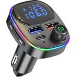 Diva FM трансмитер Diva BT1525, 87.5 MHz до 108.0 MHz, QC 3.0, RGB подсветка, 1x USB-C(PD), 2x USB-A, черен (BT1525)