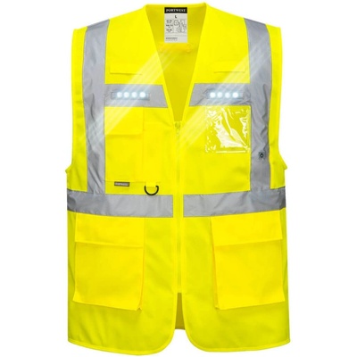 Portwest L476 EXECUTIVE ORION LED reflexná vesta Fluorescenčno žltá