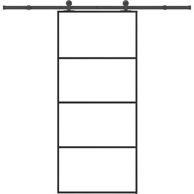 vidaXL Плъзгаща се врата с обков 90x205 см ESG стъкло и алуминий (3332869)