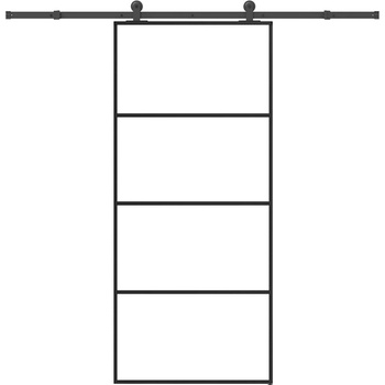 vidaXL Плъзгаща се врата с обков 90x205 см ESG стъкло и алуминий (3332869)