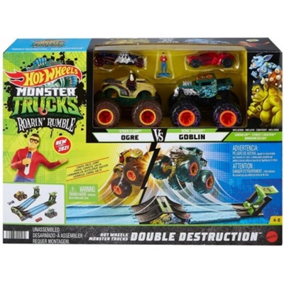 Mattel Hot Wheels Mattel Monster Trucks Roarin Rumble Double Destruction