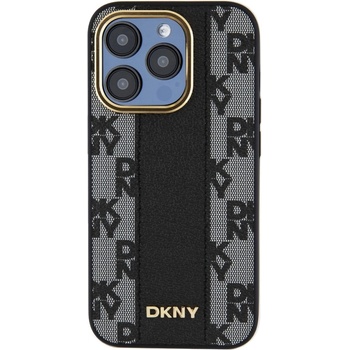 DKNY Калъф DKNY PU Leather Checkered Pattern MagSafe за iPhone 15 Pro Max, DKHMP15XPCPVSLK, Черен (DKHMP15XPCPVSLK)
