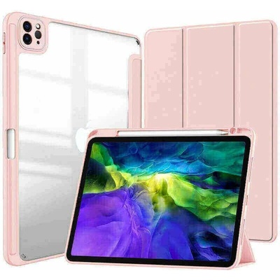SES 2v1 Smart flip cover + zadní silikonový ochranný obal s držákem na pero Xiaomi Redmi Pad 16561 světle růžový