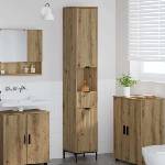 vidaXL Шкаф за баня Дъб 31, 5 x 33 x 190 см Инженерна дървесина, Метал (883413)