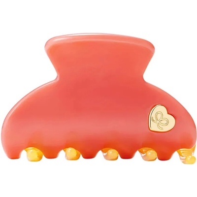 By Eloise Medium Hair Claw Gold Heart Coral Sunset