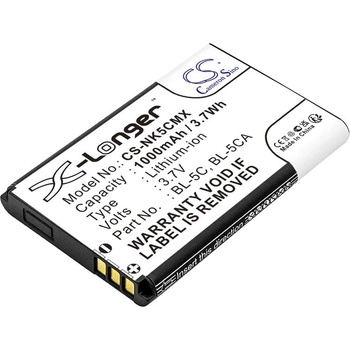Cameron Sino Батерия за мобилен телефон CAMERON SINO BL-5C, за Nokia 105 2700 3110 5130 6230 E50, 3.7V, 1000mAh (CS-NK5CMX)