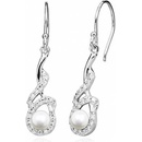 Silver Cat náušnice s perlou a zirkónmi SC414