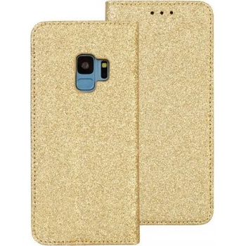 Image 1 of Samsung Страничен калъф тип тефтер за Samsung A730 A8 Plus Glitter Magnet Book златен
