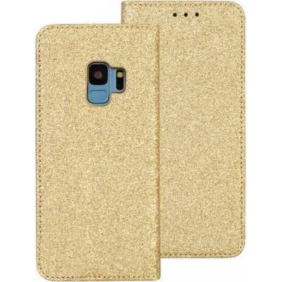Samsung Страничен калъф тип тефтер за Samsung A730 A8 Plus Glitter Magnet Book златен